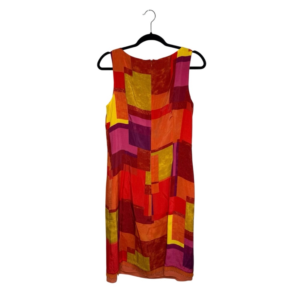 Vintage Yves Cossette Depeche Mode Sunset Geometric Shift Dress Beaded 80’s 90’s - Picture 6 of 8